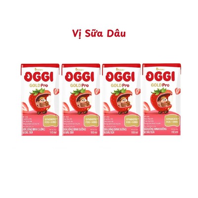 [QUÀ TẶNG KHÔNG BÁN] Lốc sữa uống dinh dưỡng Oggi Gold Pro dâu sữa 110ml