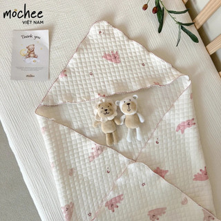 Ủ choàng lụa cotton Mochee nhiều hoạ tiết mềm mịn cho bé sơ sinh - 90*90cm (Hộp)