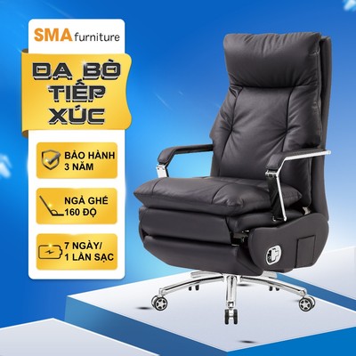 Ghế giám đốc SMA Furniture - Master Pro 01, Lưng ghế công thái học, 1 lần sạc điện dùng 30 ngày, tích hợp cổng USB