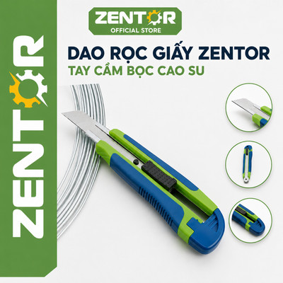 Dao rọc giấy ZENTOR hàng cao cấp-Lưỡi dao 18mm làm từ théo SK5-Cán cầm bọc cao su chắc chắn