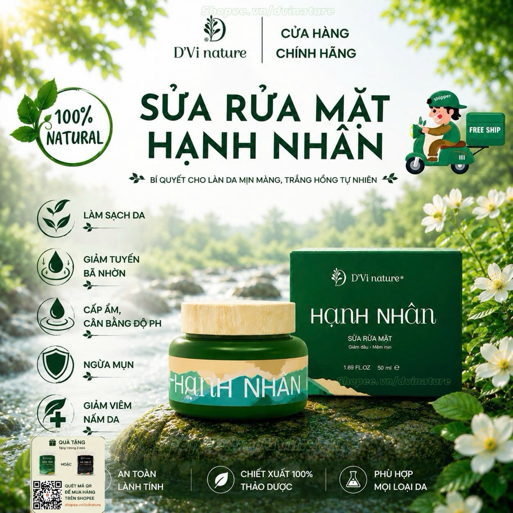 Sữa Rửa Mặt Hạnh Nhân D'Vi Nature