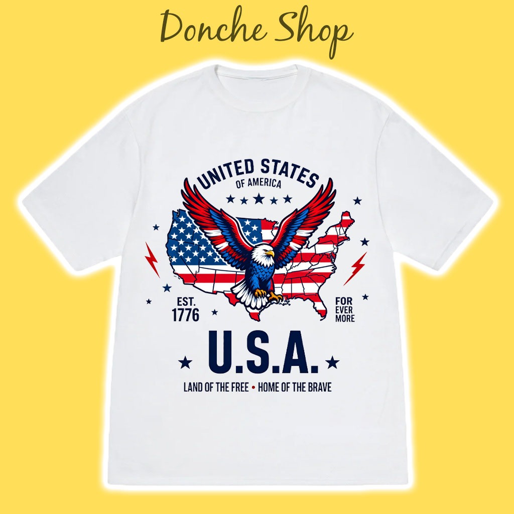Áo Thun USA Cờ Mỹ Đại Bàng Form Unisex Nam Nữ Chất Cotton Cao Cấp Áo Phông USA 580521