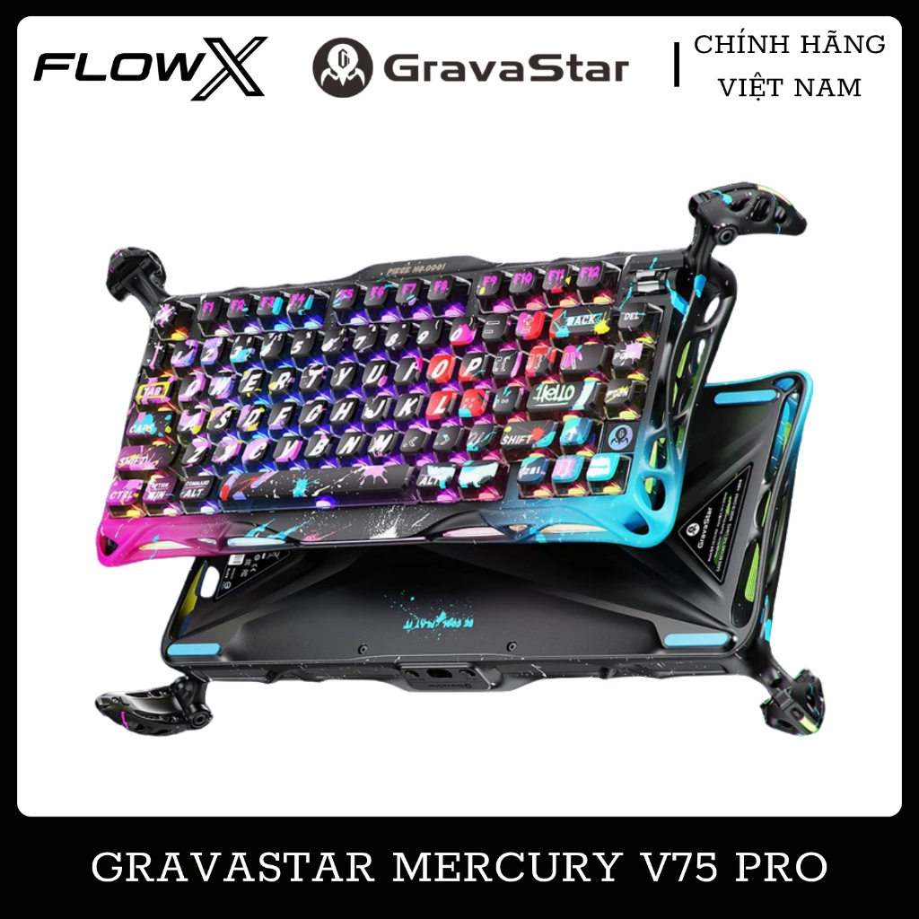 Bàn Phím cơ Gaming GravaStar Mercury V75 Pro Hall Effect Rapid Trigger 8000Hz RGB (NEON GRAFFITI)
