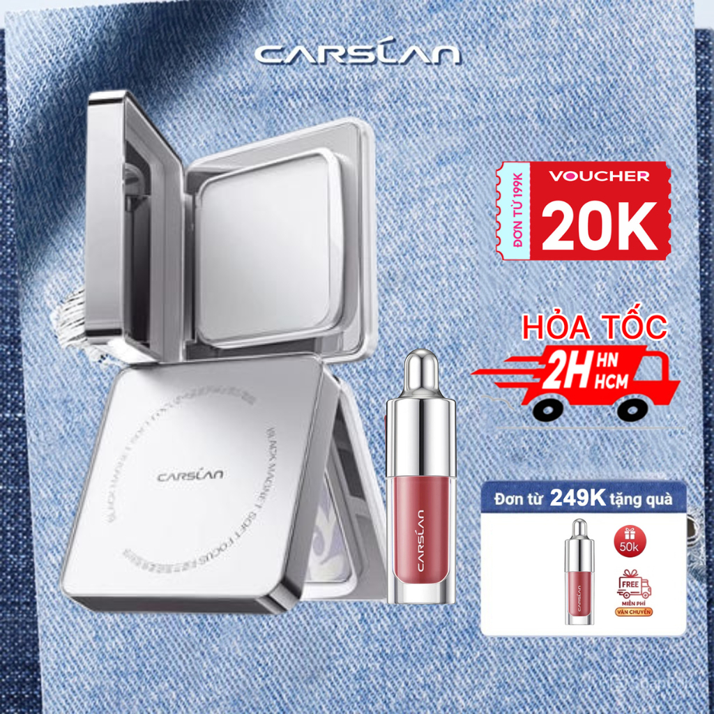 Combo Phấn Nén Carslan 2.0 + Son Mini Carslan | Kiềm Dầu, Che Phủ Tốt, Lâu Trôi, Trang Điểm Tự Nhiên