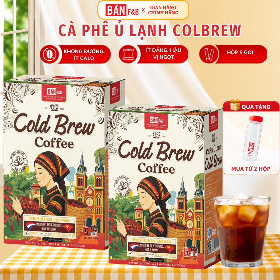 [MỚI] Cà phê Ủ lạnh Cold Brew Nguyên Chất, Cafe Túi Lọc Hạt Arabica 100% Tiện Lợi - Bản F&B