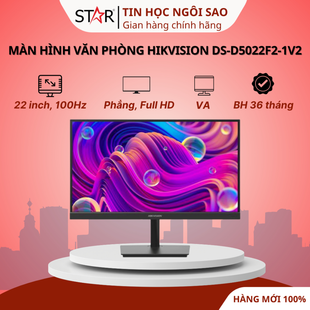 Màn Hình Văn Phòng Hikvision DS-D5022F2-1V2 | 22 inch, FHD, 100Hz, VA - Bảo hành 36 tháng