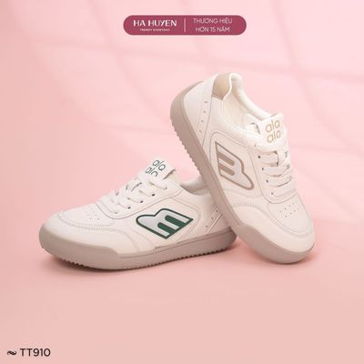 Giày thể thao nữ 2cm HÀ HUYỀN, Sneaker nữ dây buộc mũi lỗ đế nâu 2 phân - TT910