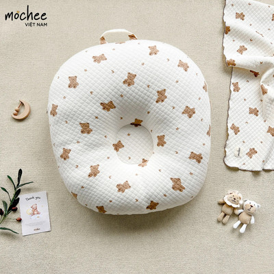 Gối chống trào ngược lụa cotton Mochee mềm mại cho bé sơ sinh