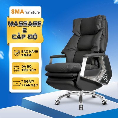 Ghế giám đốc SMA Furniture - Master pro 3, Da bò, massagen 2 chế độ, lưng công thái học, BH 3 năm