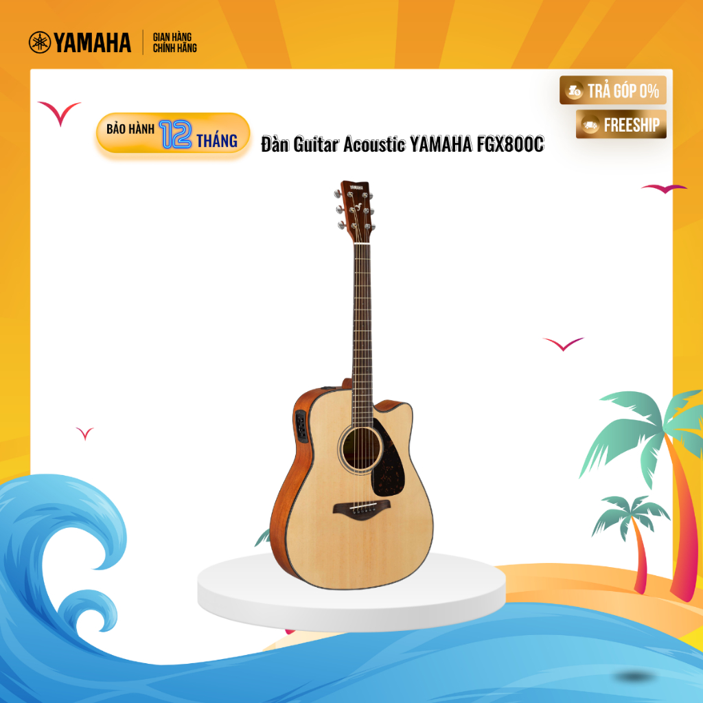Đàn Guitar Acoustic YAMAHA FGX800C - Mặt đàn gỗ vân sam nguyên tấm, bảo hành chính hãng 12 tháng