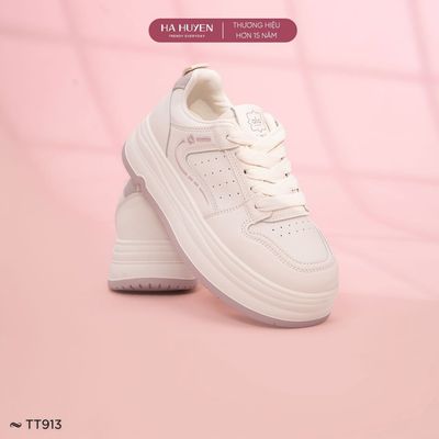 Giày thể thao nữ 5cm HÀ HUYỀN, Sneaker nữ dây buộc mũi đục lỗ độn đế 5 phân - TT913
