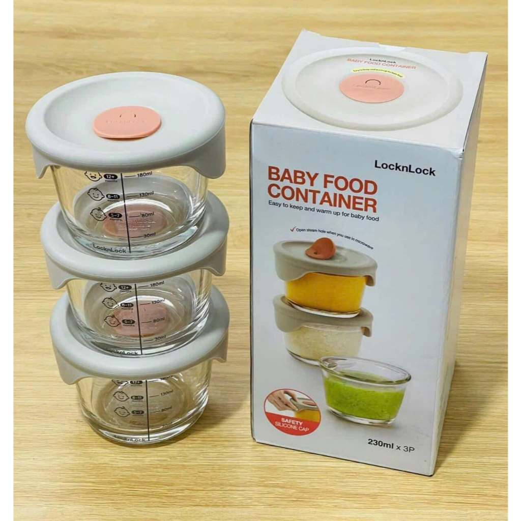 LLG508 - Set 3 Hộp Đựng Thức Ăn Cho Bé Lock&Lock  230ml Có Vạch Chia