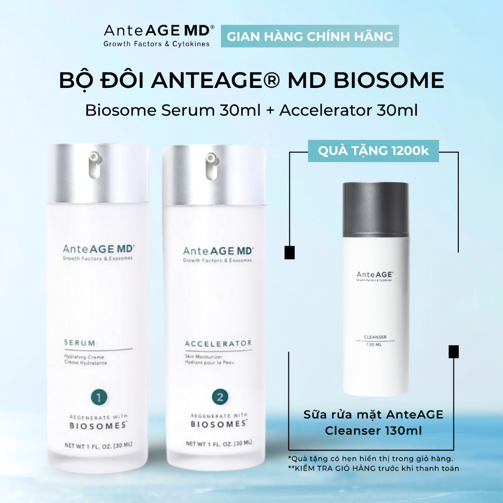[Kỳ Kỳ x AnteAGE] Bộ Đôi Sản Phẩm Phục Hồi AnteAGE MD Biosome System, MD Serum & MD Accelerator 30ml