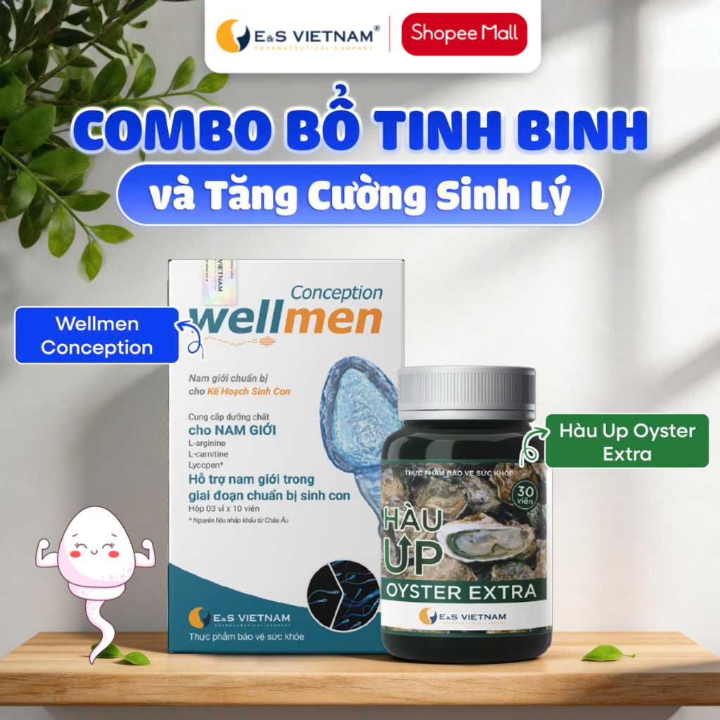 Combo Hàu UP & Wellmen, Hỗ Trợ Bổ Tinh Binh, Tăng Cường Sly - Hàng Chính Hãng