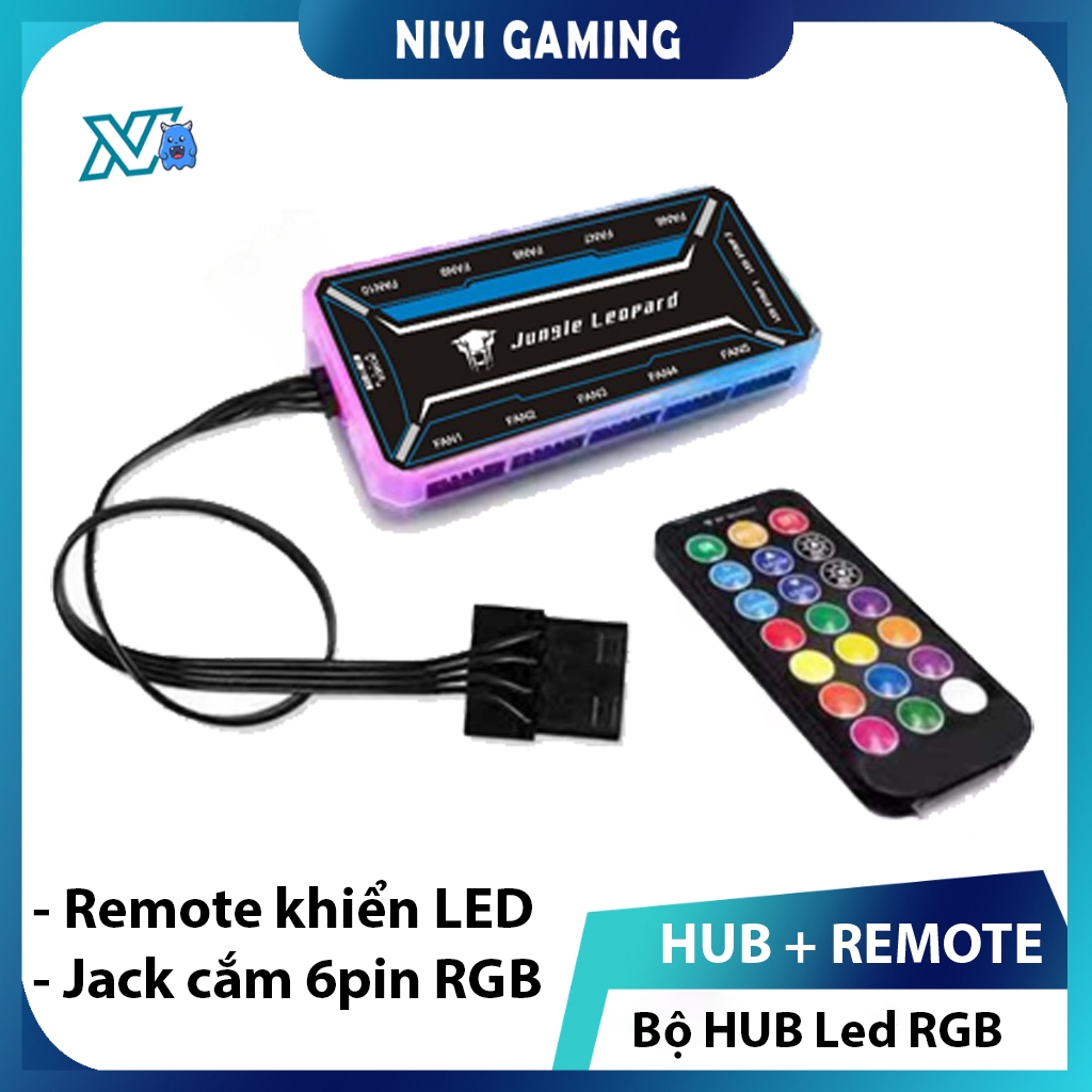 Bộ Hub Và Remote Leopard Điều Khiển Fan Led RGB Có Led Trên Hub (Xin Đọc kĩ Mô tả trước khi mua ạ)