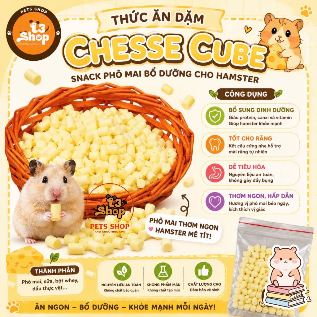 Cheese Cube dành cho thú nhỏ (hamster, sóc, nhím, ....) - T3 PETS SHOP