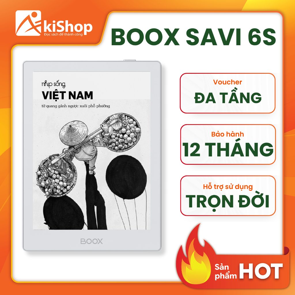 Máy đọc sách Boox Savi 6S Chính hãng Akishop tặng kèm kho sách Bản Quyền
