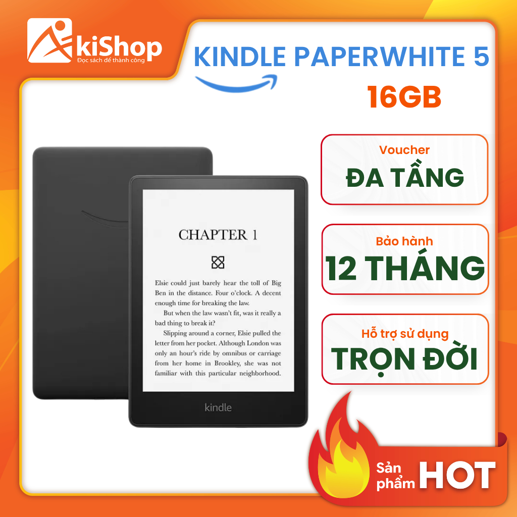 Máy đọc sách Kindle Paperwhite 5 16GB Màu đen chính hãng Akishop