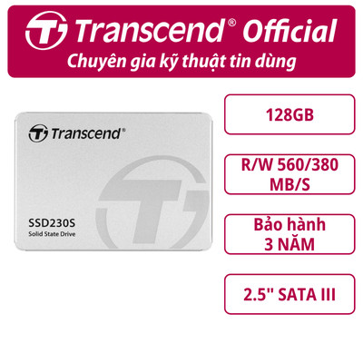 SSD gắn trong Transcend SSD230S 128GB 2.5" SATA III upto 560MB/s TS128GSSD230S - Bảo hành 3 năm