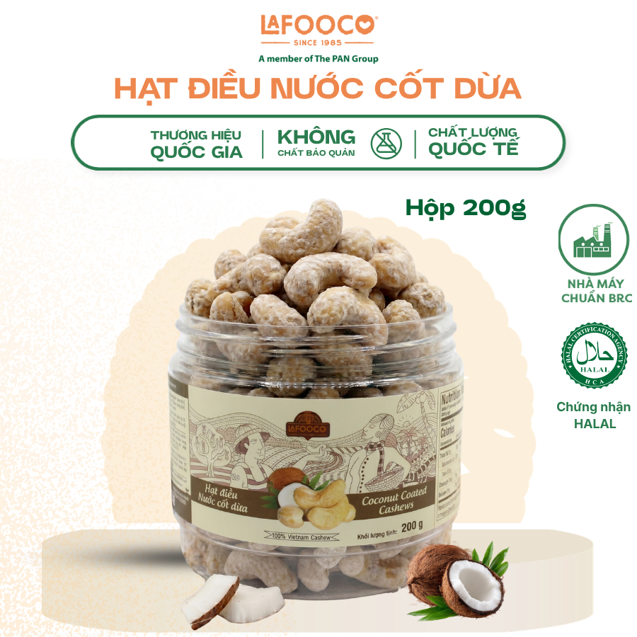 Hạt điều LAFOOCO nước cốt dừa 200g/ hũ