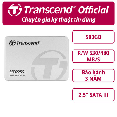 SSD gắn trong Transcend SSD225S 250GB / 500GB 2.5'' SATA III upto 530MB/s - Bảo hành 3 năm