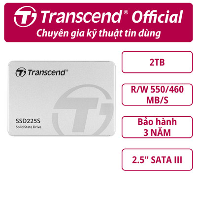SSD gắn trong Transcend SSD225S 1TB / 2TB 2.5'' SATA III upto 550MB/s - Bảo hành 3 năm