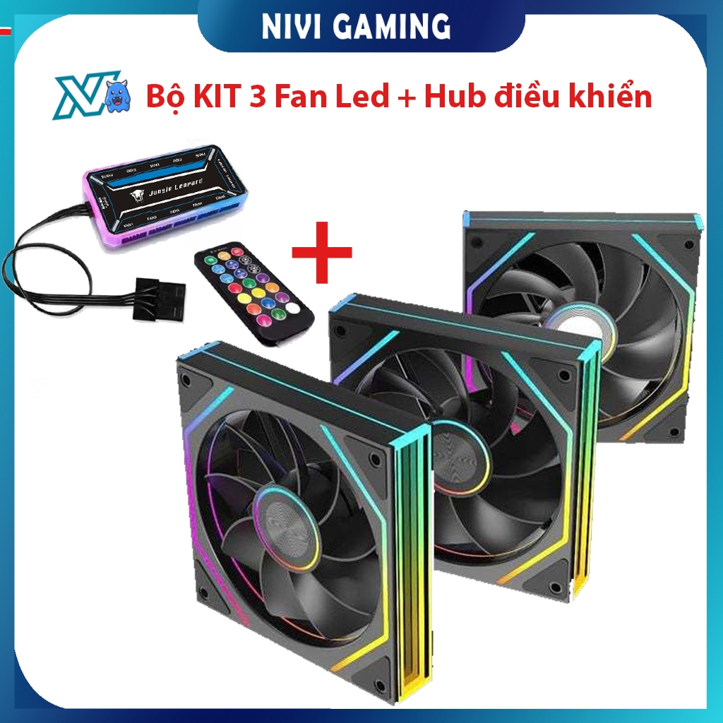 Bộ 3 Quạt Tản Nhiệt Leopard 4RS Ultra 120mm LED RGB Gương Vô Cực - Kèm Hub Điều Khiển