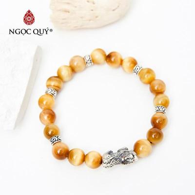 Vòng tay đá Thạch anh mắt hổ tự nhiên phối charm - Mẫu VC1025 - Ngọc Quý