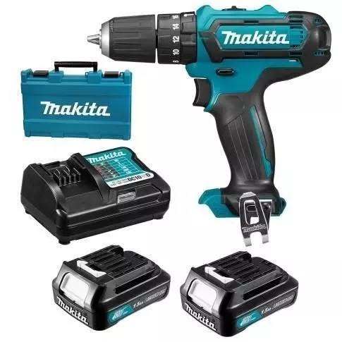 Máy khoan búa và vặn vít pin MAKITA HP333DSYE ( 12V-MAX ) 2 pin 1.5Ah BL1016 , sạc nhanh DC10SB