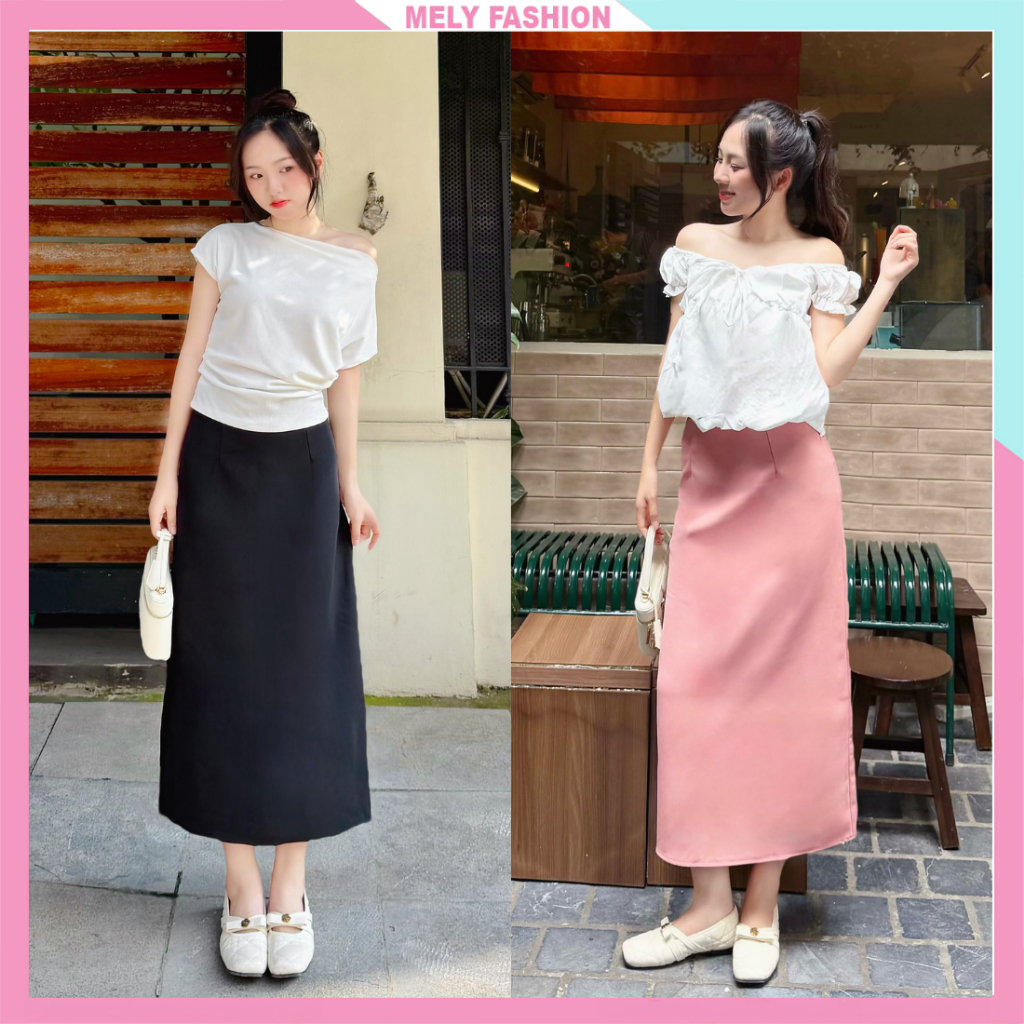 Chân váy chữ A dáng dài Mely Fashion công sở trẻ trung cạp cao tôn eo hack dáng có xẻ sau đi làm đi chơi CV59-03 | BigBuy360 - bigbuy360.vn