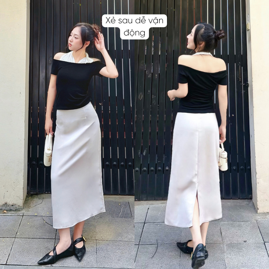 Chân váy chữ A dáng dài Mely Fashion công sở trẻ trung cạp cao tôn eo hack dáng có xẻ sau đi làm đi chơi CV59-03 | BigBuy360 - bigbuy360.vn