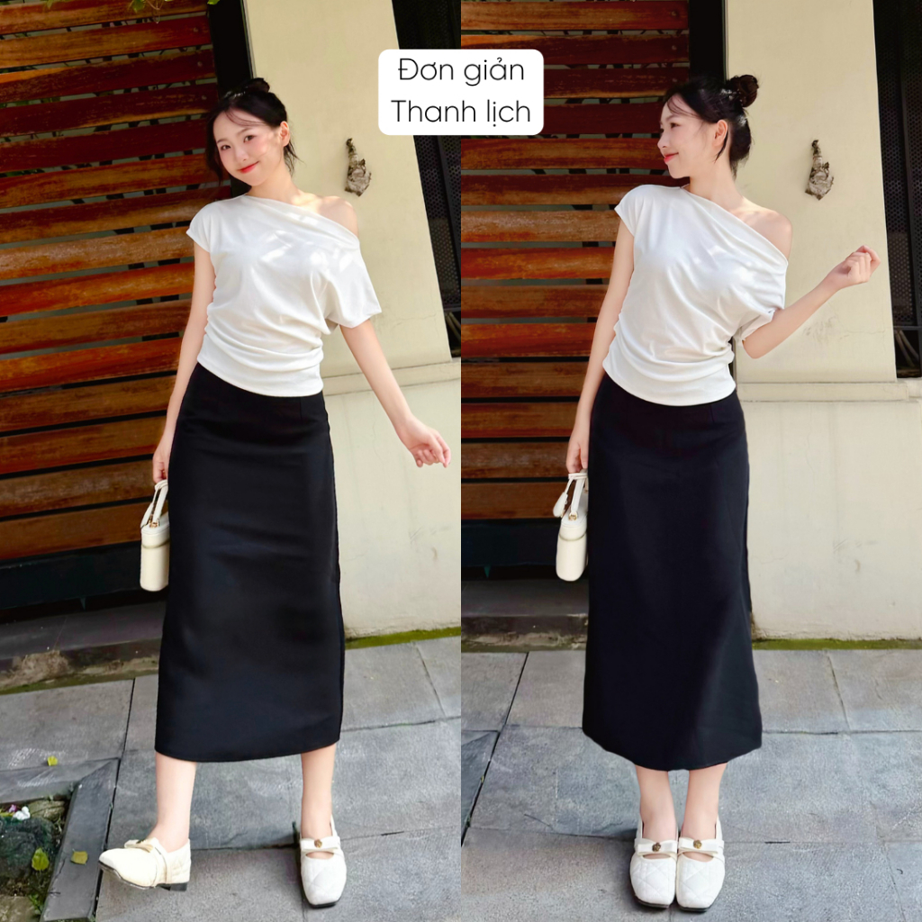 Chân váy chữ A dáng dài Mely Fashion công sở trẻ trung cạp cao tôn eo hack dáng có xẻ sau đi làm đi chơi CV59-03 | BigBuy360 - bigbuy360.vn