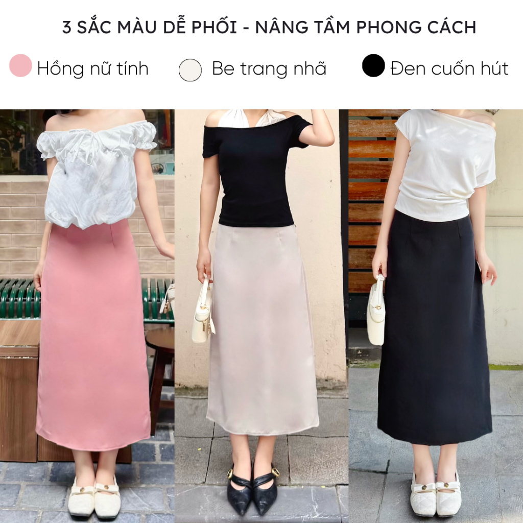 Chân váy chữ A dáng dài Mely Fashion công sở trẻ trung cạp cao tôn eo hack dáng có xẻ sau đi làm đi chơi CV59-03 | BigBuy360 - bigbuy360.vn