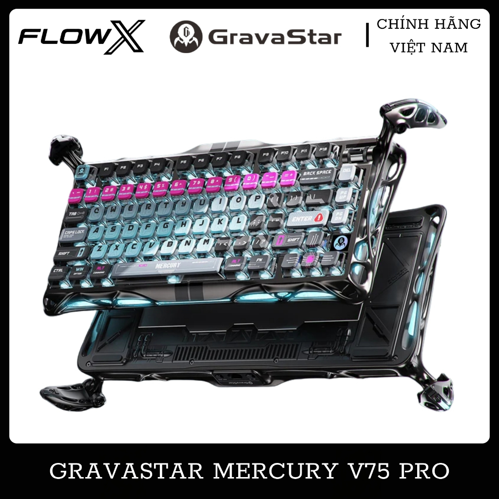 GravaStar Mercury V75 Pro Cyberpunk Hall Effect Rapid Trigger 8000Hz RGB Gaming