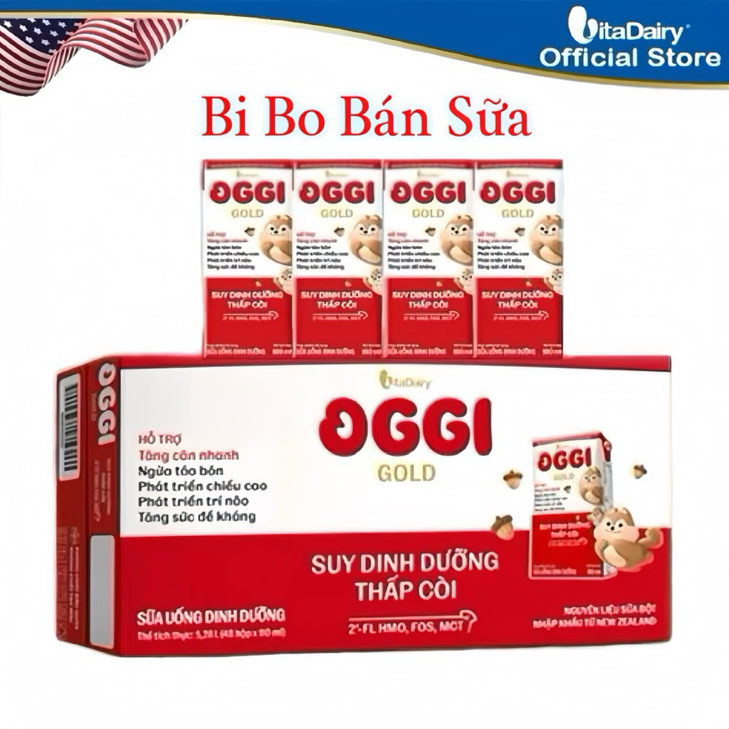 Thùng 48 Hộp Sữa Bột Pha Sẵn Oggi Gold 180ml