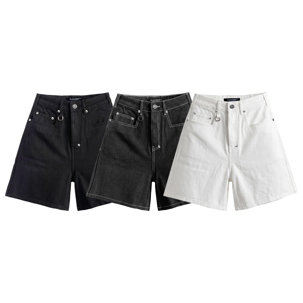ALCYUS | Quần short denim ống rộng "WIDE DENIM SHORTS"