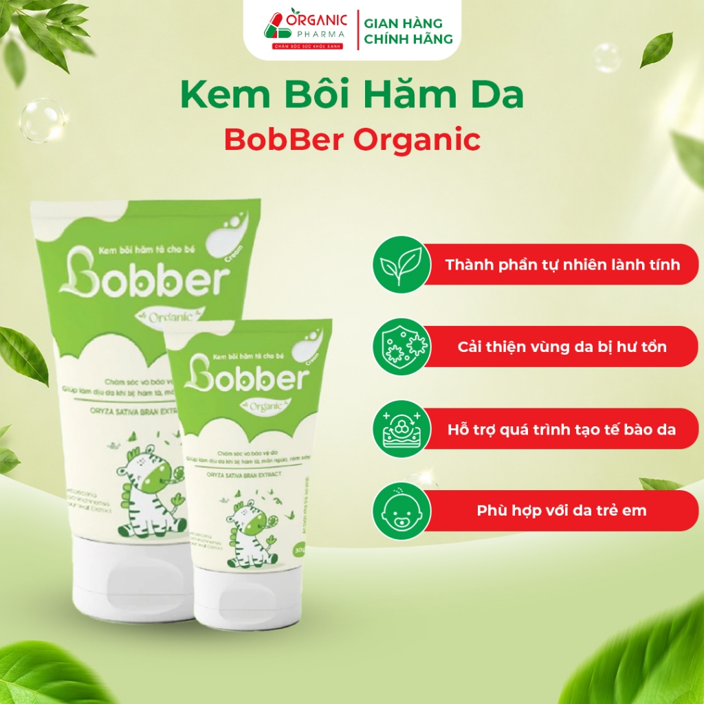 Kem bôi hăm da cho bé Bobber Organic, giảm hăm đỏ, dưỡng ẩm, an toàn cho bé sơ sinh 30g