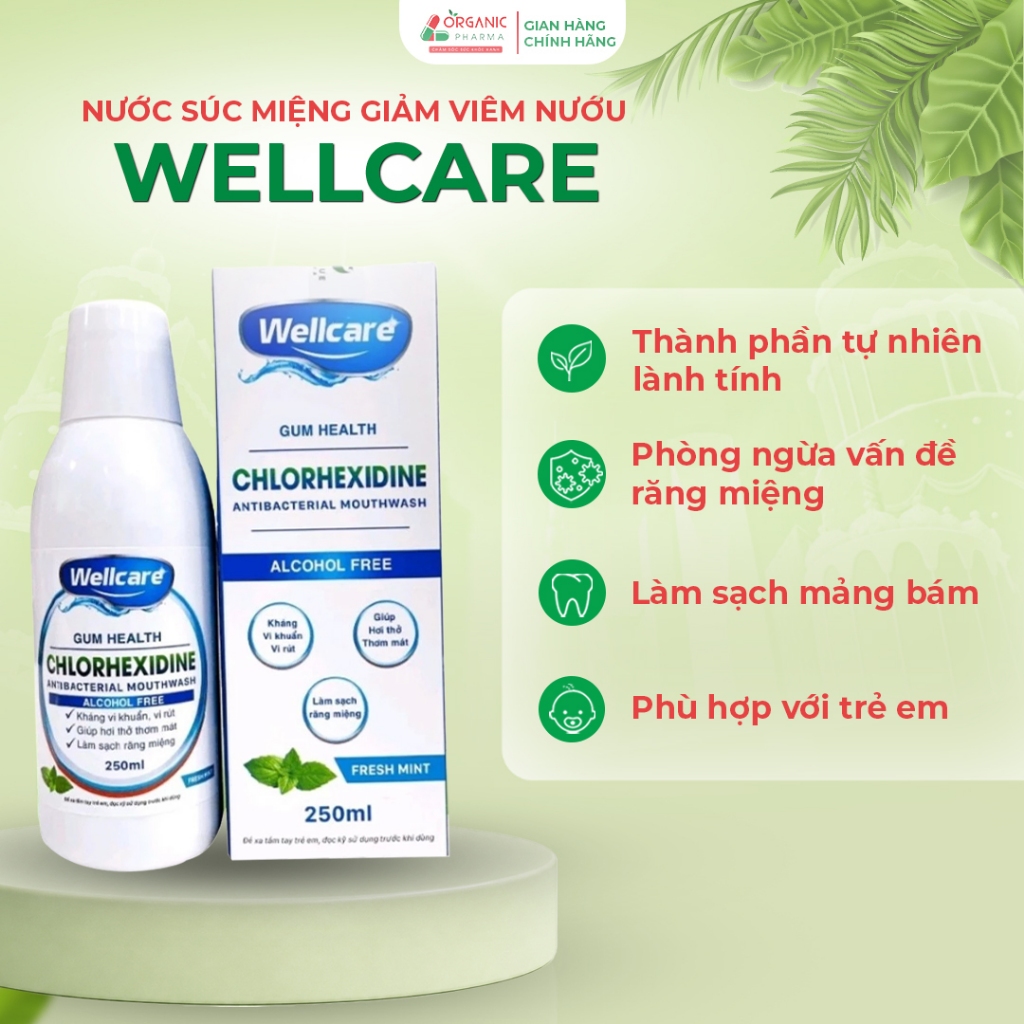 Nước súc miệng giảm viêm nướu WELLCARE Chân Răng Chắc Khỏe - Chai 250ml