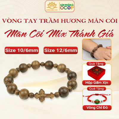 Vòng Tay Trầm Hương Mân Côi Xưởng Mộc Việt - Trầm Tóc Vườn Dành Cho Nam Nữ