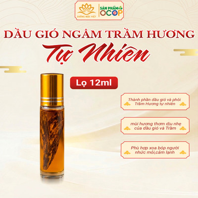 Dầu gió ngâm trầm hương Xưởng Mộc Việt - Lọ 12ml