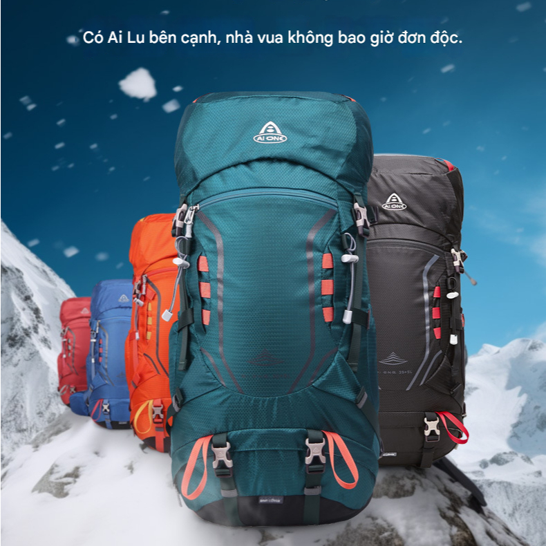 Balo Leo Núi AIONE 40L, Thoáng Khí, Balo Trekking Cắm Trại Dài Ngày Chống Nước, Có Túi Mưa, Musta VN