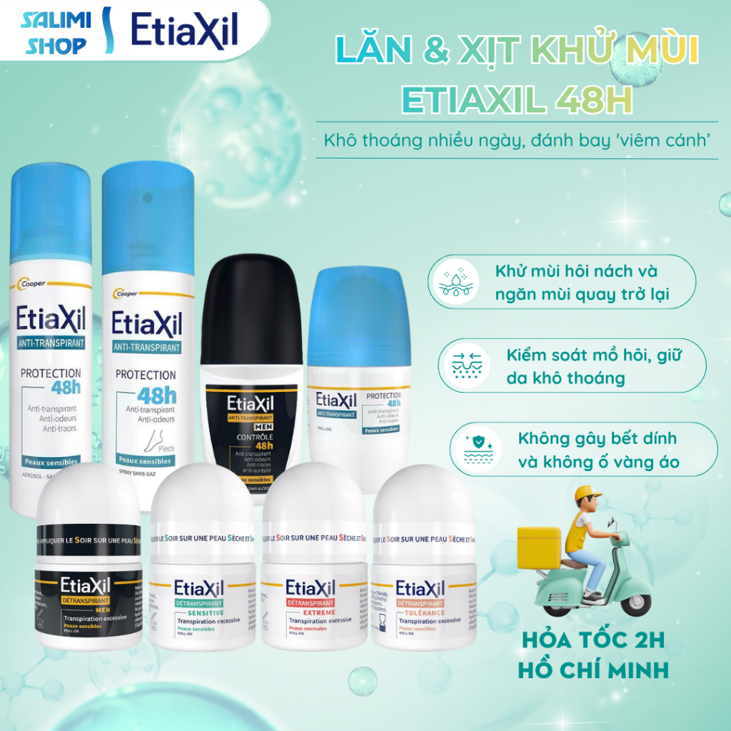 (Chính hãng) Lăn Khử Mùi & Ngăn Mồ Hôi Etiaxil Bảo Vệ Kép Chính Hãng Pháp Hiệu Quả Từ Lần Đầu Sử Dụn