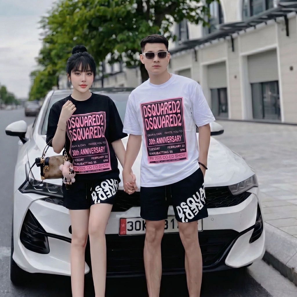 Set Bộ DSQ Hồng 30TH Nam Form Rộng Chuẩn Fashion Hot Trend