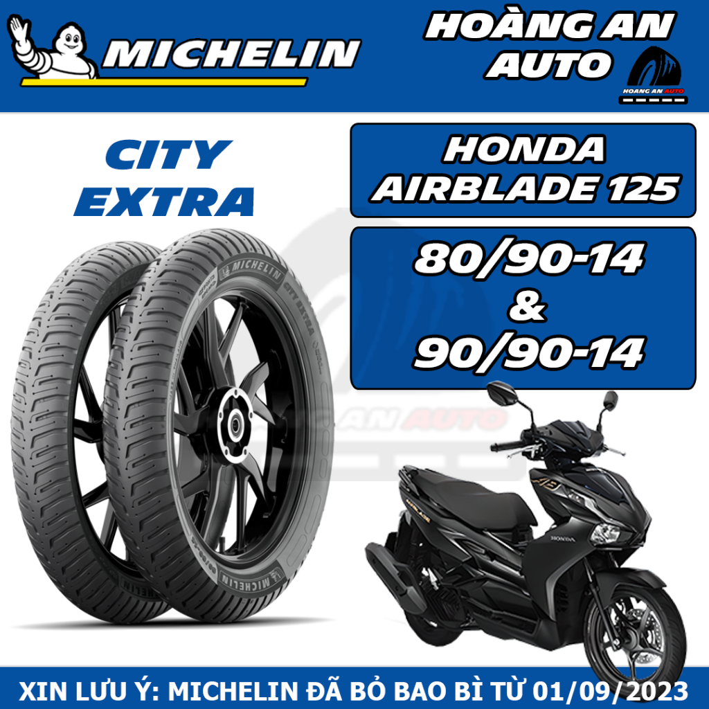 (80/90-14 & 90/90-14 - CITY EXTRA) Vỏ lốp xe Michelin City Extra Airblade 110 125, Vision Tiêu Chuẩn