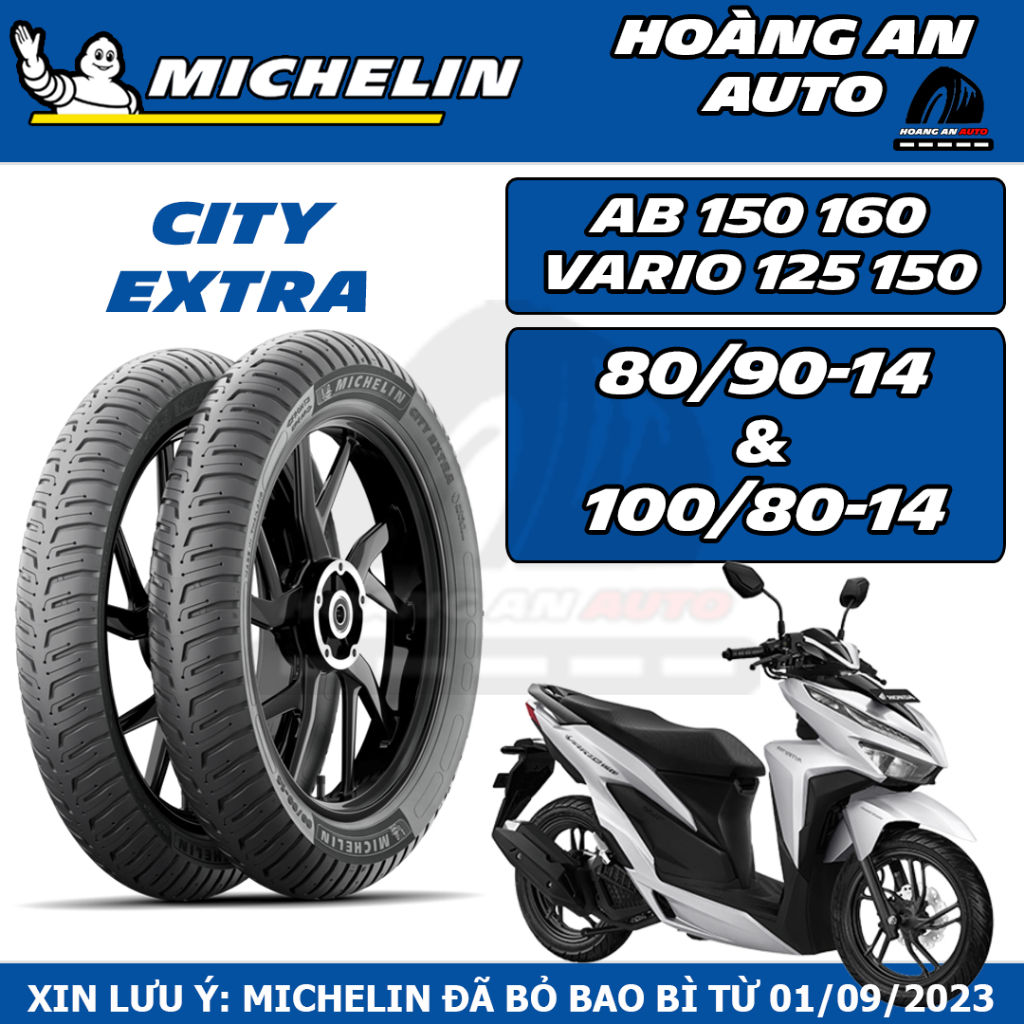 (80/90-14 & 100/80-14 - CITY EXTRA) Vỏ lốp xe Michelin City Extra cho AB 150 160, Vario 150 160...