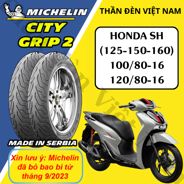Cặp vỏ lốp xe Michelin City Grip 2 hàng châu âu 100/80-16 & 120/80-16(Michelin SH 125 150 - SH Ý)