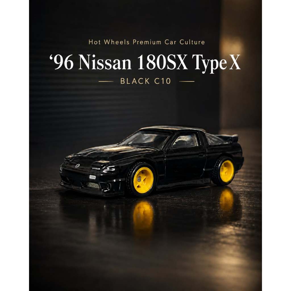 Hot Wheels Premium '96 Nissan 180SX Type X Black C10 Xe Lẻ Đẹp 98%