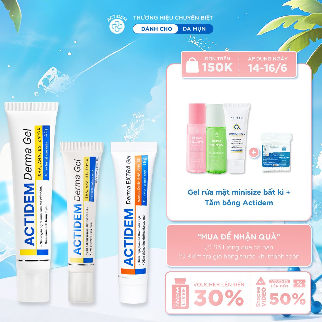Livestream - Gel giảm mụn Actidem Derma/ Extra Gel