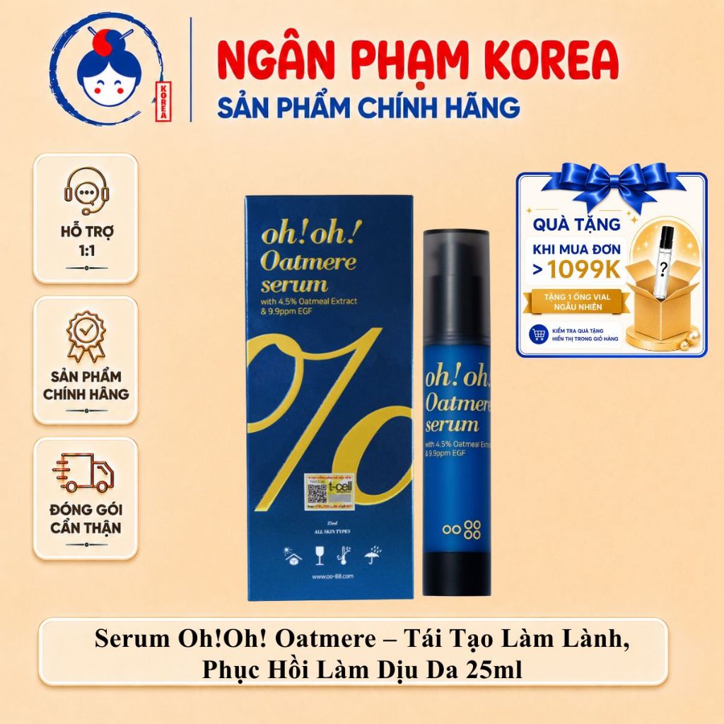 [Hàng Công Ty] Serum Tế Bào Gốc Oh Oh Oatmere Serum With 4.5% Oat Extract & 9,9ppm EGF 25ml - Phục H
