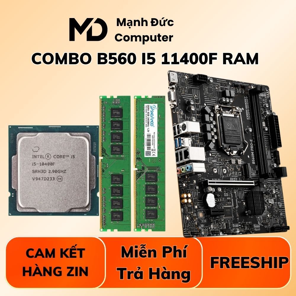 PC Lẻ Combo B560 + CPu i5 11400F + Ram 32GB Dr4 Hàng Chuẩn Zin